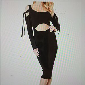 Bebe Cold Shoulder Ribbon Dress size large NWT